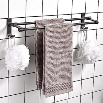 Suport de perete pentru prosoape, Zola®, otel inoxidabil, 2 brate, 60x11x9.5 cm, negru Suport de perete pentru prosoape, Zola®, otel inoxidabil, 2 brate, 60x11x9.5 cm, negru